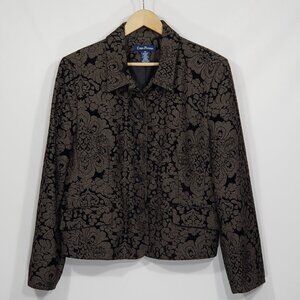 Evan Picone  Black Floral Tapestry Blazer Jacket  Size 18